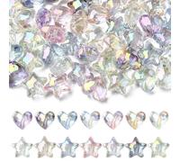 KitBeads 70Pcs 14 Styles Acrylic Clear Heart Star Beads AB Colour Star Shaped Beads Transparent Heart Shaped Beads for Jewellery Making Bracelets Bulk