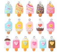 KitBeads 80Pcs 16 Styles Resin Ice Cream Charms Summer Dessert Ice Lolly Food Charms Sweet Ice Popsicle Charms for Jewelry Making Bracelets Earrings Necklaces