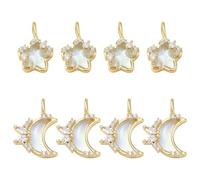 KitBeads 8Pcs 2 Styles Cubic Zirconia Pendants Crystal Moon Dangle Star Charms for Jewelry Making Necklace Bracelet Earrings DIY Crafts