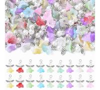 KitBeads 90Pcs 9 Colors Gradient Angel Charms Acrylic Lily Flower Angel Wing Charms Fairy Charms for Bracelets Jewelry Making Necklaces Crafts Bulk