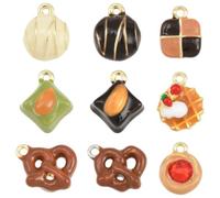 KitBeads 9Pcs 9 Styles Afternoon Tea Snack Theme Enamel Charms Imitation Chocolate Cake Bread Shape Alloy Charms for Jewellery Making Necklace Bracelet Earrings Keychain Decor DIY Crafts Supplies