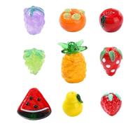 KitBeads 9Pcs 9 Styles Lampwork Fruit Beads Handmade Glass Food Watermelon Pineapple Strawberry Bead for Jewellery Making Keychain Handbag Crafts