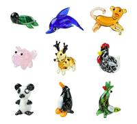 KitBeads 9Pcs Mini Glass Animal Figurines Handmade Lampwork Penguin Dolphin Deer Panda for Micro Landscape Dollhouse Fairy Garden Display Decor