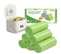 KITBEST 180 Counts Small Biodegradable Bin Bags, 6L/1.2 Gallon Food Waste Bags, Pedal Compostable Caddy Liners, Green Recycling Trash bags for Kitchen, 35 x 40cm