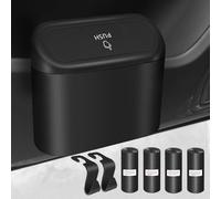 Kitbest Car Bin Trash Can with Lid 60 pcs Trash Bags, Mini Car Rubbish Garbage Bins for Front and Back, Auto Accessories for Storage and Organization - Portable, Cute, Waterproof, Black