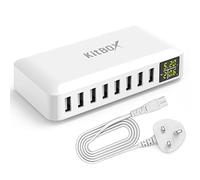 Kitbox Multi USB Charger UK Plug 40W Charging Station 5V/2A per Port USB Charging Hub with Display Fast Phone Charger for iPhone 15/14/13/12/11 Pro Max/SE/XR/XS/8/7/6/Samsung S9/Pixel 8/7 etc