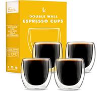 Kitchables Espresso Cups Set of 4, 2.7oz - Durable Double Walled Espresso Shot Glass - Expresso Shots Cup Compatible with Nespresso Machines - Demitasse Cups - Tasas De Café Expreso