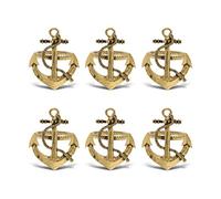 KitchaBon Gold Napkin Rings Set of 6 - Elegant Metal Gold Napkin Holder Ring Bands, Fancy Table Centerpiece Napkin Rings for Holiday Family Dinner, Birthday Party, Wedding Decorations - Anchor