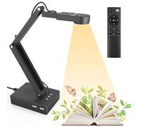 Kitchbai Visualiser for Teaching, USB Document Camera with Remote, 12MP & 9X Zoom-in, Move lmage, Microphones and Speakers, Mirroring, LED Lights, 2 Port HUB, for Remote Learning, Painting, Live Demo