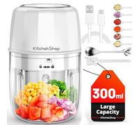 KitchekShop Electric Garlic Chopper, Portable Cordless Mini Food Processor, Rechargeable Vegetable Chopper Blender for Nuts Chili Onion Minced Meat and Spices BPA-Free(White)