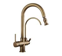 Kitchen 3 Way Taps Mixer Pull Out Antique Brass Kitchen Tap Pull Out Purified Water Hot and Cold Water-Antique