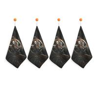 Kitchen A Tiger Hand Towels with Hanging Loops, Highly Absorbent & Quick Drying Towels for Kitchen Bathroom, Microfiber Cleaning Cloth, Dish Towel, Tea Towel Decorative, Dish Rag(12x12)