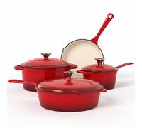 Kitchen Academy 7-Piece Enamelled Cast Iron Casserole Dish and Cookware Set