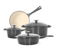Kitchen Academy Enamel Cast Iron Cookware Sets - 7 Pieces Induction Hob Pans Set & Dutch Oven Sets, Non Stick Pots and Pans Set, PFOA&PFOS-Free