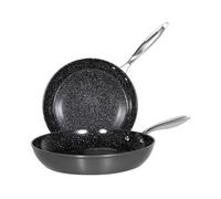 Kitchen Academy Hard Anodized Ceramic Nonstick Frying Pan Set 2 Piece - 9.5“ & 11” Egg Omelet Skillet, Ergonomic Stay-Cool Handles, Induction-Ready & Works on All Cooktops, PTFE & PFOA Free