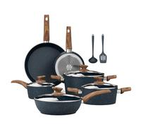 Kitchen Academy Induction Hob Pans Set -12PCS Nonstick Blue Cookware Set, Granite Pots and Pans Set Non Stick & Non Toxic