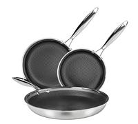 Kitchen Academy Non-Stick Induction Stainless Steel Pan Set 3-Piece Pots & Pans Set 20.26 and 30 cm, Pot Set with Pan Frying Pan Set, Non-Stick Coating for All Hobs