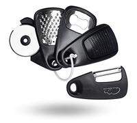 Kitchen Accessories Set of 5, Kitchen Utensils Mini Vegetable Peeler Space-Saving Camping Accessories, Cheese Chocolate Grater, Bottle Opener, Pizza Cutter, Garlic Ginger Grater (Black)