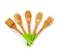 Kitchen accessories set of 5 spatulas | silicone handles | sustainable | bamboo