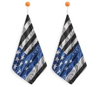 Kitchen American Thin Blue Line Flag Hand Towels with Hanging Loops, Highly Absorbent & Quick Drying Towels for Kitchen Bathroom, Microfiber Cleaning Cloth, Dish Towel, Tea Towel Decorative, Dish Rag(