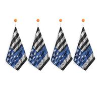 Kitchen American Thin Blue Line Flag Hand Towels with Hanging Loops, Highly Absorbent & Quick Drying Towels for Kitchen Bathroom, Microfiber Cleaning Cloth, Dish Towel, Tea Towel Decorative, Dish Rag(