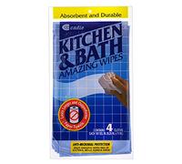 Kitchen and Bath Amazing Wipes - Absorbent and Reusable Cloth for Washing, Drying, Wiping in The Bathroom or Cuisine Surfaces | Cleaning Sink,Tiles,Bathtub,Walls,Mirror (1 Pack-4 Wipes, Blue)