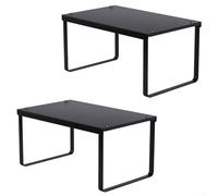 Kitchen and Bathroom Countertop Organizer with 2 Stackable Iron Spice Racks for Efficient Use of Vertical Space and Clutter Storage (Black)