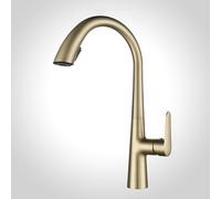 Kitchen and Bathroom Faucet, 360° Swivel Mixer Tap with Pull Down Spray, Swan Neck Design, Modern Flexible Water Mixer
