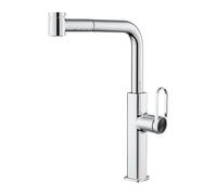 Kitchen and Bathroom Faucets Chrome Pull Out Mixer Single Handle for Sink and Shower 360 Degree Swivel Plastic Hose Modern Design Easy Installation