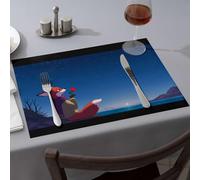Kitchen and Dining A Fox Holding A Rose Gazes At The Stars Dining Place Mats Silicone Mats for Kitchen Counter Strawberry Rug(1PCS)