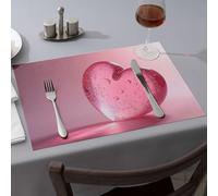 Kitchen And Dining A Pink Heart-Shaped Object With Water Droplets On It Dining Place Mats Modern Farmhouse Decor Western Party Decorations(4PCS)