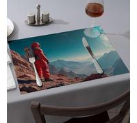 Kitchen And Dining Astronaut On Mars Admiring The View Of Earth Dining Place Mats Summer Table Runner Home Decor(1PCS)