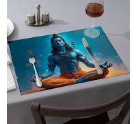 Kitchen And Dining Blue Deity In Meditation Pose With Trident Dining Place Mats Summer Table Runner Home Decor(1PCS)