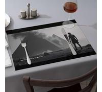 Kitchen and Dining The Wild Tone Vinyl Co to The Moon Dining Place Mats Yellow Placemats Rustic Home Decor(4PCS)