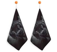 Kitchen Animal Panther Hand Towels with Hanging Loops, Highly Absorbent & Quick Drying Towels for Kitchen Bathroom, Microfiber Cleaning Cloth, Dish Towel, Tea Towel Decorative, Dish Rag(12x12)