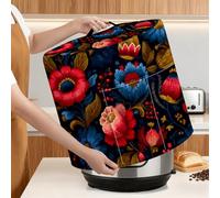Kitchen Appliance Dust Cover for 6 Quart Instant Pot, Crock Pot, Pressure Cooker, Air Fryer - Decorative Dust Cover with Top Handle & Storage Pockets (Red and Blue Flowers, 6 Quart)