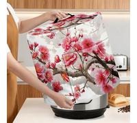 Kitchen Appliance Dust Cover for 6 Quart Instant Pot, Crock Pot, Pressure Cooker, Air Fryer - Decorative Dust Cover with Top Handle & Storage Pockets (Peach Blossom Branch, 6 Quart)