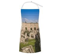 Kitchen Apron An Apron With Israel at The Tower of David Printing Pockets Funny Apron For Cooking And Baking, Style, 70x80cm