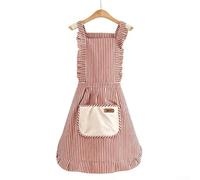 Kitchen Apron Made from Natural Cotton Fabric with Adjustable Strap Spacious Pocket and Coral Fleece Front for Hand Wiping (Red)