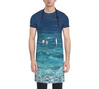 Kitchen Apron - with 2 Pockets Funny Apron/Waterproof DishWashing Aprons for Baking Cleaning print The deep blue sea