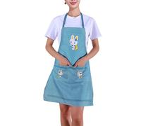 Kitchen Aprons for Women, Adjustable Cartoon Rabbit Aprons Chef Bakers Apron Cooking Apron with 2 Pockets for Cooking Baking Gardening BBQ, Chefs Apron for Home Kitchen Restaurant Coffee house Green