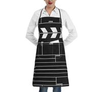 Kitchen Aprons For Women & Men, Classic Movie Clapboard Black Apron With Large Pocket, Adjustable Apron For Chefs Cooking Baking Gardening, Unisex Waterproof Chef Bakers Aprons For Home Restaurant