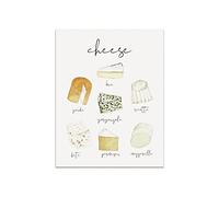 Kitchen Art Print-Cheese Illustrations Chart Wall Decor Foodie Food Poster Pictures on Canvas Minimalist Paintings Home Decorations for Bathroom Bedroom Living Room Dining Room (16" x 24" Unframed)