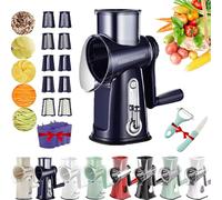 Kitchen Artifact 5 in 1 Food Chopper, Dark Blue Grand Kitchen 5 in 1 Food Chopper, Rotary 5 in 1 Vegetable Shredder, Mini Cheese Grater with Blade Storage Box (B)