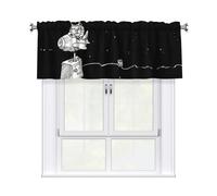 Kitchen Astronaut Galaxy Trippy Print Curtain Valance 54x18inch,Filtering Semi Sheer,1 Panel Short Curtains For Bedroom,Bathroom