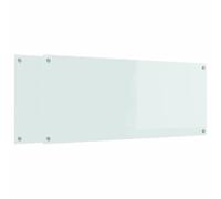 Kitchen Back Splashback Tempered Glass White 120 x 50 cm Pack of 2 Heat Resistant with Pre-Drilled Holes for Modern Kitchen Protection Against Splashes and Easy Cleaning
