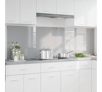 Kitchen Backsplash 2pc Light Grey Tempered Glass 100x60cm 6mm Pre-Drilled 4Holes