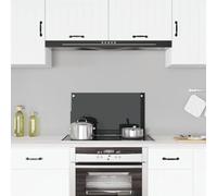 Kitchen Backsplash Black 70x40cm Tempered Glass Heat-Resistant Easy Mount 4-Hole