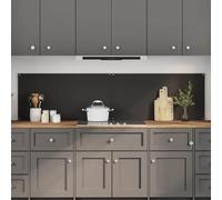 Kitchen Backsplash Black Tempered Glass 100x50 cm Heat-Resistant 4-Hole Durable.