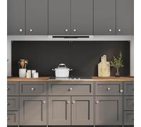 Kitchen Backsplash Black Tempered Glass 100x60cm Heat-Resistant 4pcs Pre-Drilled